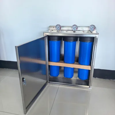 The Ultimate Home Shield: 20" Big Blue 3-Stage Filter System-Grade 304 Stainless Steel Protective CabinetNPT 1" Leak-Proof Ports