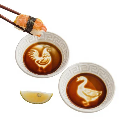 Cute Animal Cartoon Design Hot Pot Dipping Sauce Dish Microwave Safe Kiln Technique Creative Design Small Seasoning Dish