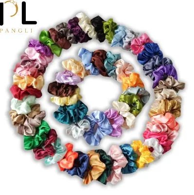 PL New Fashion Women Silk Satin Scrunchies Accessories Elastic Hair Bands Hair Tie Multicolor Ponytail Holder Hair Scrunchies