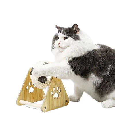 Modern Solid Wood Christmas Cat Scratching Ball Scratcher Durable Design Adjustable Height Carton Packaging Cat Grinding