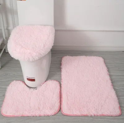 Nordic Style 3-Piece Bathroom Mat Set with Soft Silky Surface Super Absorbent Non-Slip Backing Easy Care