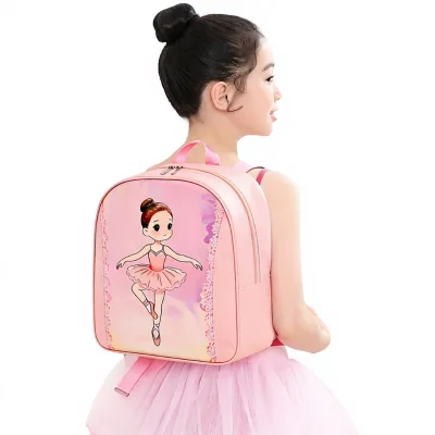 Cute Cartoon Ballerina Denim Dance Bag for Little Girls for Princess Dancing Costume Storage