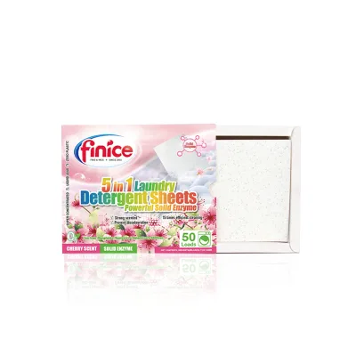 Finice OEM Free Sample Eco Friendly Disposable Lightweight Super Concentrated Gentle Cherry Blossom Fragrance Laundry Detergent