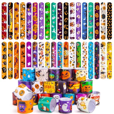 Party Supplies Halloween Slap Bracelets Kids Slap Wristbands Snap Ghost Jack O Lantern Bat Spider for Party Goodie Bag Fillers