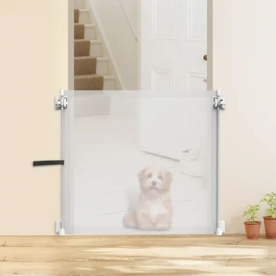 Household Punch-Free Retractable Pet Safety Gate Indoor Dog Cat Isolation Mesh Fence
