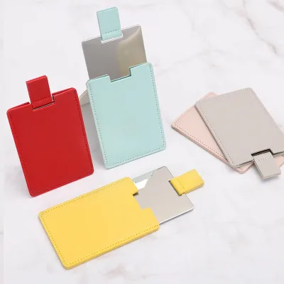 FDS Brand Mini Stainless Steel Contemporary Design Nature White Gold Rectangle Beauty Makeup Cosmetic Mirror Exquisite Portable