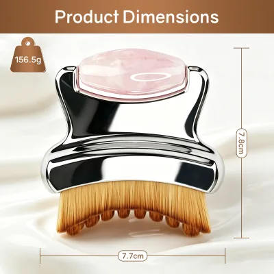Wholesale Stainless Steel & Rose Quartz Facial Cleansing Brush 2 in 1 Massager for Fine Lines Lift Jawline De Puff Tool