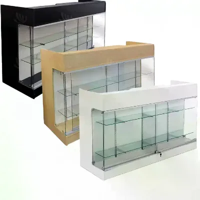 6ft Cash Register Checkout Counter With Display Showcase Ledgetop Showcase Glass Cabinet for Reception Desk