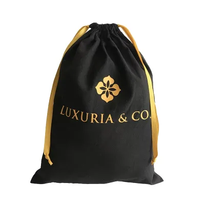 Wholesale Black Cotton Dust Handbags with Custom Logo Luxury Purse Dust Bag for Dresses-Picnic Bags