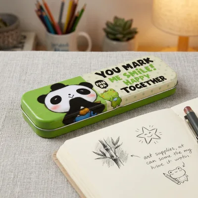 Factory Custom Tinplate Rectangular Shape CMYK 4 Color Offset Printing Tin Student Pencil Case