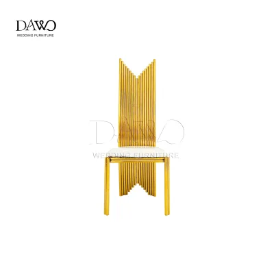 Wedding Event Furniture Unique Geometric High Back Gold Chair for Hotel Banquet Hall