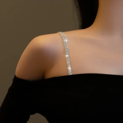 Electroplated Crystal Bra Shoulder Strap Chain Women's Bra with Invisible and Anti-slip Shoulder Straps Body Chain