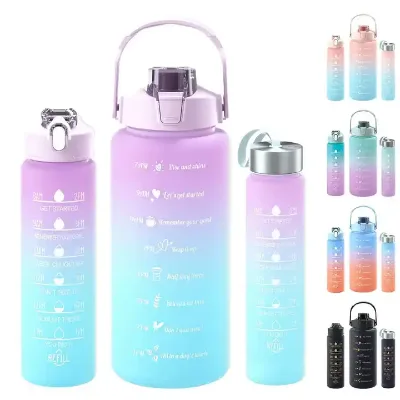 One-piece Large Capacity Straw Water Bottle Progressive Color Frosted Design Eco-Friendly Dishwasher Safe Sports Utensil Set