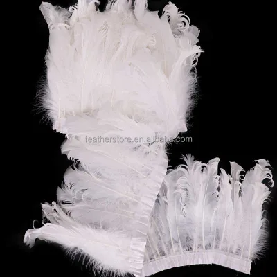Custom Goose Feather Fringe Trim in Dyed Pattern 15-20cm for Costumes Clothing & Decorations