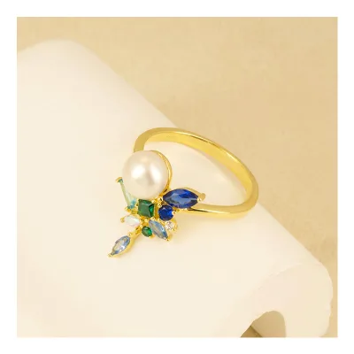Customizable 925 Silver Freshwater Pearl Gemstone Ring Fashion Jewelry for Women's Wedding