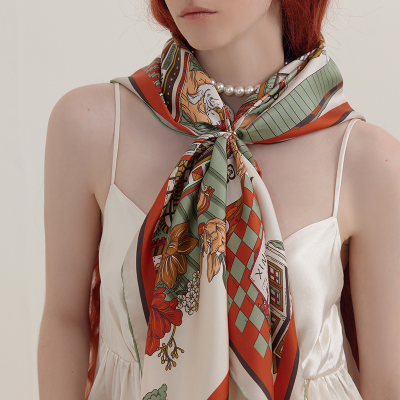 Custom Print Silk Scarf 100% Real Silk Scarves for Ladies Brand Designer Square Scarves