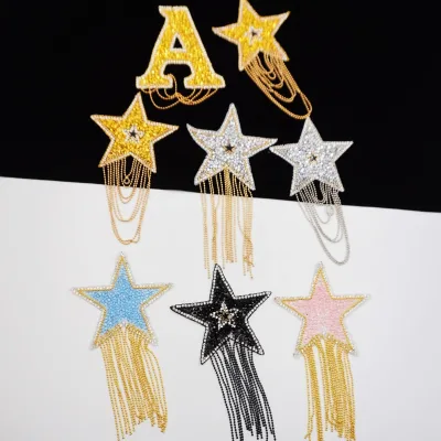 Sparkling 3D Star Rhinestone Design Custom Hotfix Patch for Fashion Apparel Bulk Wholesale