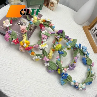 Weaving Yarn Weaving Flower Garlands for Girls Hair Accessories Knitted Flowers Rose Crochet Hairbands
