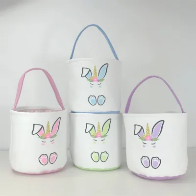 Hot Selling Sublimation Canvas Easter Bag Easter Basket Bunny Ear Bag Decorative Gift Basket