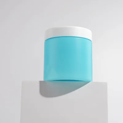 Ready to Ship 200ml Blue Plastic Cosmetic Jars with Screw Cap Custom Silk Screen Printing for Face Cream Skincare Packaging