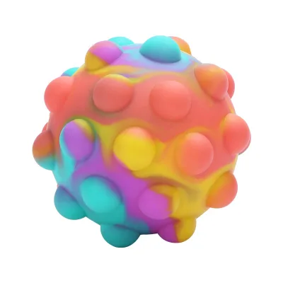 Hot Sale Rainbow 3D Stress Balls Fidget Toy Silicone Popping Push It Bubble Fidget Ball