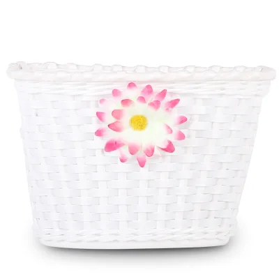 JOYSUN Durable Kids Bike Front Hanging Basket Plastic Woven Design 23x17x16cm Handle Bar Mount