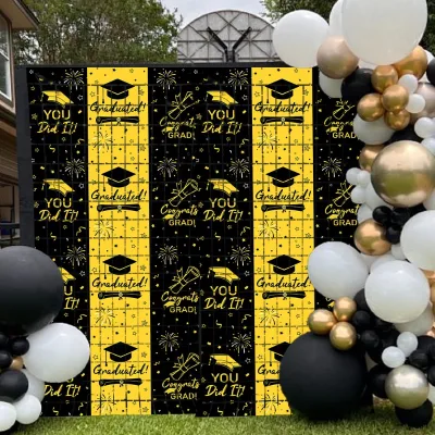 Cross-border Fu Xin Environment-Friendly Graduation Back-to-School Season Shiny Foil Square Curtain Graduation Party Decoration