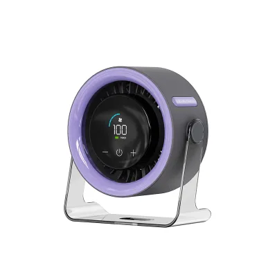 Touch Control Bladeless LED Display Small Portable Fan 100 Speeds Strong Wind Ultra Quiet USB Powered Mini Desk Fan