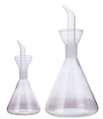 Hot Selling 250ML 500ML Borosilicate Glass Triangle Cone Shape Oil and Vinegar Bottle Set