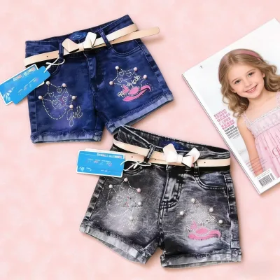 5.5 Dollar Model YQ320 Size 2-5 Years Summer Kids Girls Denim Shorts European and American Style Children's Jeans Shorts