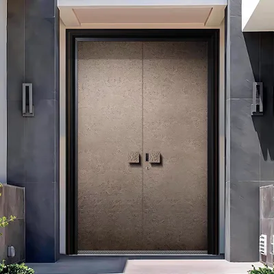 High Quality 3D Cast Aluminum Security Door Single Double Open Soundproof Villa Main Door
