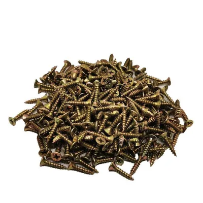 Fasteners Hot Selling Flat Double Head Screws Wooden Countersunk Yellow Zinc Plated Chipboard Screw