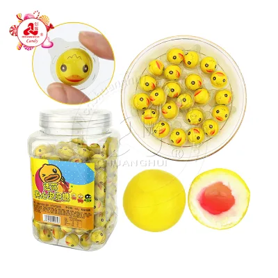 Mini Yellow Duck Design Bubble Gum Ball with Jam Filling