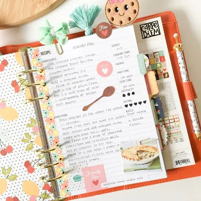 8.5x9.5 Recipe Binder with 4x6 Recipe Cards and Tabbed Dividers