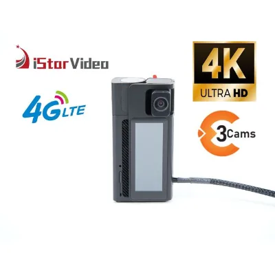 3-Camera 4G Vehicle Dashcam - 4K Front, Geo-Fence & GPS Tracking for Safety, 3 IPS Touchable screen