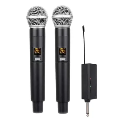 W58 Portable Rechargeable UHF Stage Speakers Double Channels Wireless for Outdoor Karaoke & Singing Parties