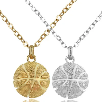 Alloy Basketball Pendant Necklace Stainless Steel Necklace Sports Necklace