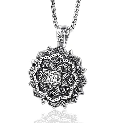 Ready to Ship Stainless Steel Buddhism OM Symbol India Mandala Flower Pendant