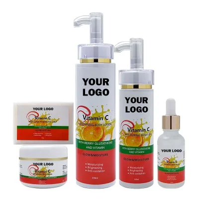 High Quality Wholesale Moisturising Whitening Vitamin C Serum Skin Care Set Organic Vegan 5pcs VC Skincare Set for Women