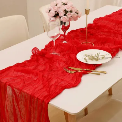 Cheesecloth Table Runner Boho Gauze Cheese Twists Cloth Table Runner Wedding Bridal Party Cake Table Decorations