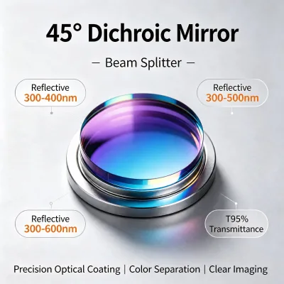 Reflective 300-600nm Dichroic Mirror 45 Degree Usage High Transmittance 640-1100nm T95% Optical Dichroic Mirror Glass