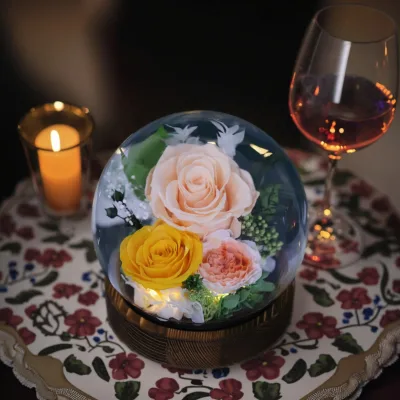 Wholesale Price Preserved Rose in Glass Dome Elegant Home Decor Gifts for Her for Mom Wife Birthday Christmas