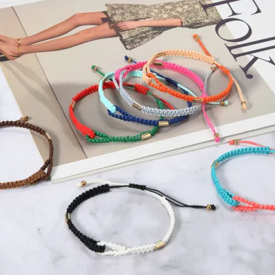 Custom Bohemia Adjustable Handmade Braided Rope Cord String Bracelets for Women Macrame Jewelry