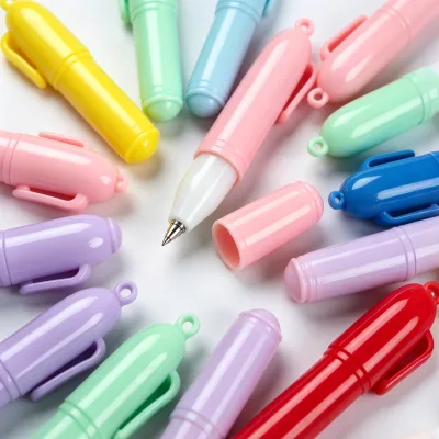 Small Compact Mini Ballpoint Pen With Keychain Pendant DIY Paper Wrapping Design School Student Gift Pen