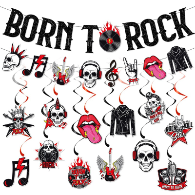 Rock and Roll Birthday Party Banner Born to Rock Birthday Party Decorations Rock Party Cutout Banners