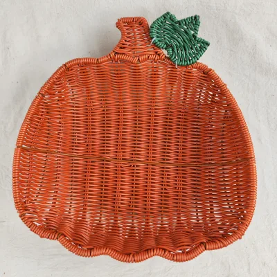 Hand Woven Pumpkin Shaped Storage Basket Fruit Candy Basket Egg Holder From China