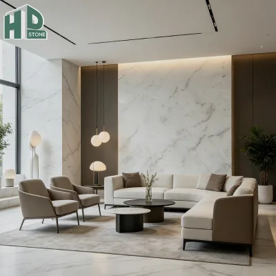 White with Gray Texture Natural Marble Suitable for Villa Hotel Kitchen Countertop Staircase Modern Style