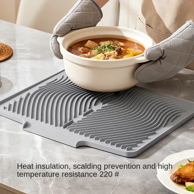Foldable Standing Type Multi-functional Food-grade Silicone Kitchen Drying Drain Mat with Shelving and Soap Drip Tray