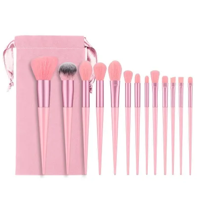 Synthetic Hair Makeup Brushes Foundation Brush Makeup Brush Sets with Pouch Plastic Handle Portable 13pcs/set OPP Bag + PU Bag