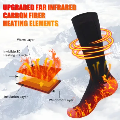 High Quality Cotton Warm Sport Ski Socks 6000mAh Heat Tech Smart Heated Warming Work Ski Socks Chaussettes Chauffantes